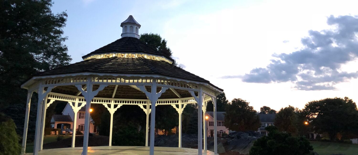 lexington green gazebo at dusk