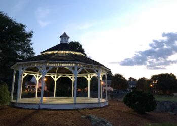 lexington green gazebo at dusk