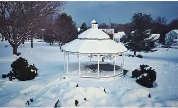 Lexington Green gazebo in winter